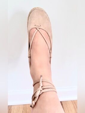 Catherine Catherine Malandrino "Miguela" Nude Faux Suede Lace-Up Espadrilles 8.5